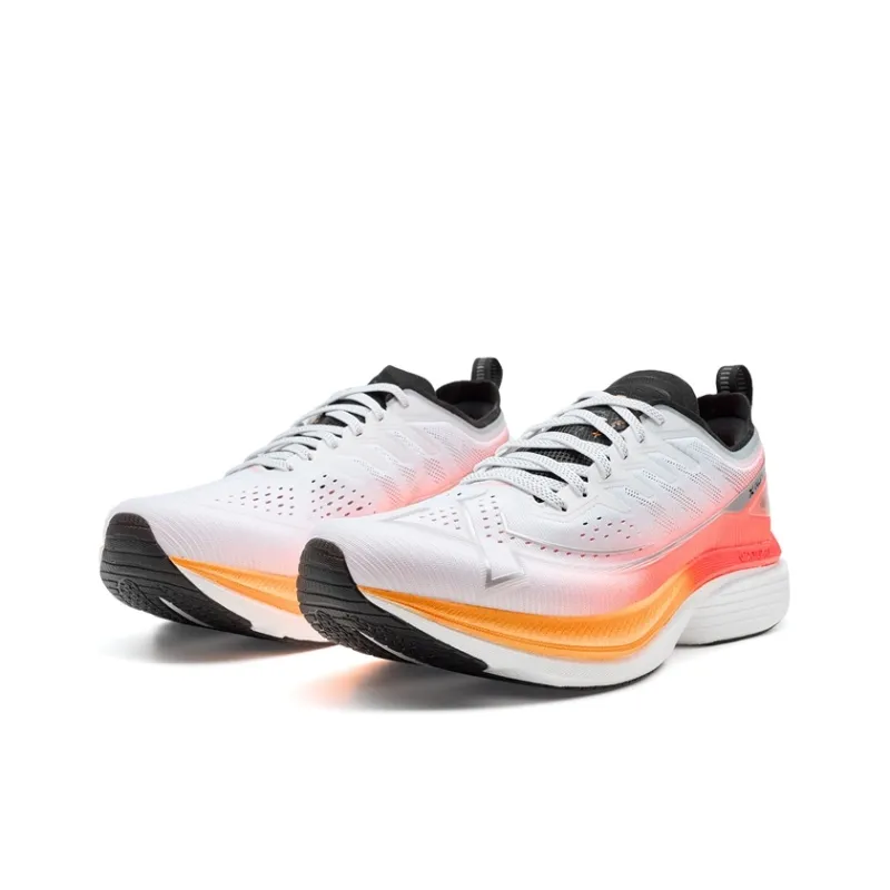 XTEP Cushioned Slip Resistant Abrasion Resistant Low Top Long Distance Running Running Shoes Unisex White Red Black-3