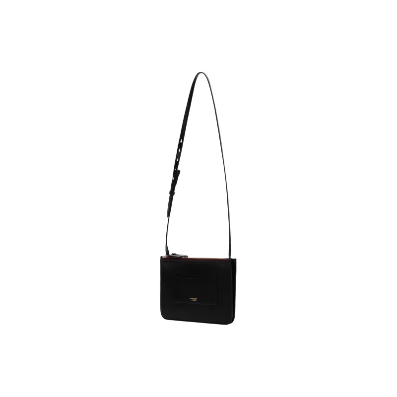 Burberry Calfskin Crossbody Bag Trumpets Unisex Black-1