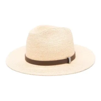 PESERICO Leather strap Fedora