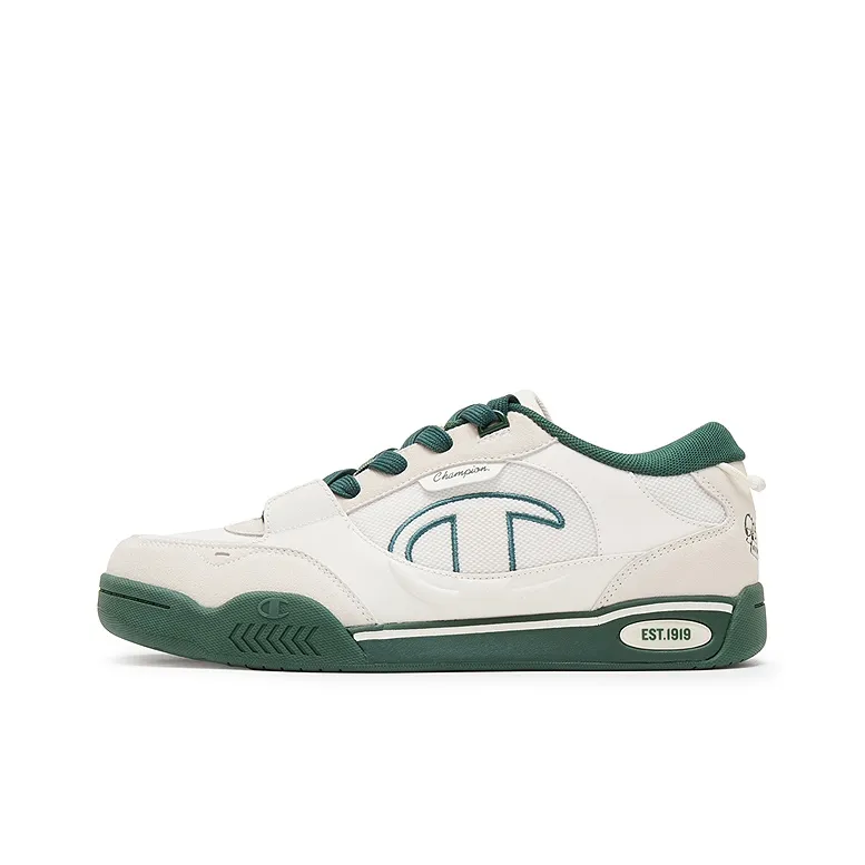 Champion Quantum Shoes Low Top Skateboard Shoes Men's Milk White/Forest Green-0