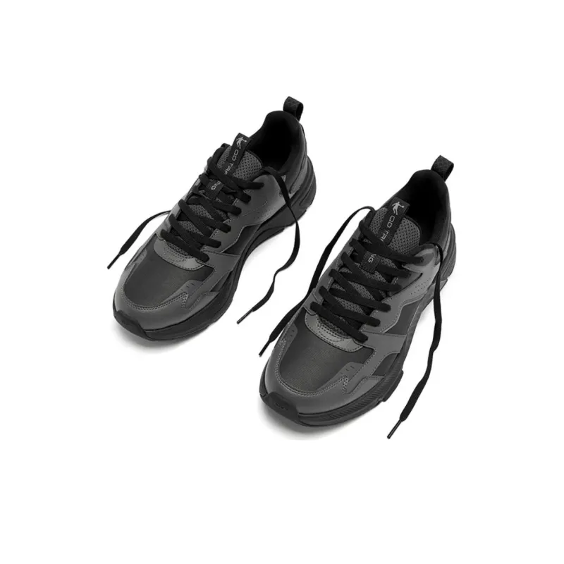 QIAODAN Anti Slip Wear Resistant Low Top Casual Training Running Shoes Men's Black Gray-2