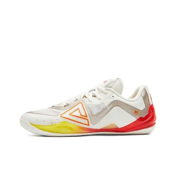 PEAK Cushioning Coverage Rebound Wear Resistant Slip Resistant Low Top Basketball Shoes Men's Milky White Red