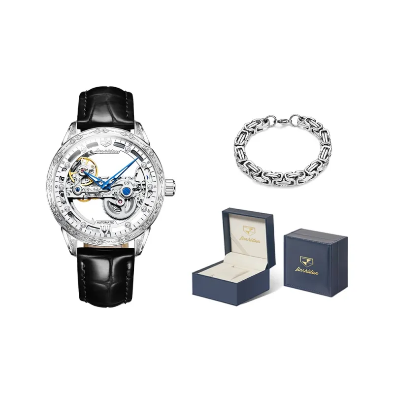 Jin Shi Dun Automatic Mechanical Movement Men's Watches Cut Out Dial-6