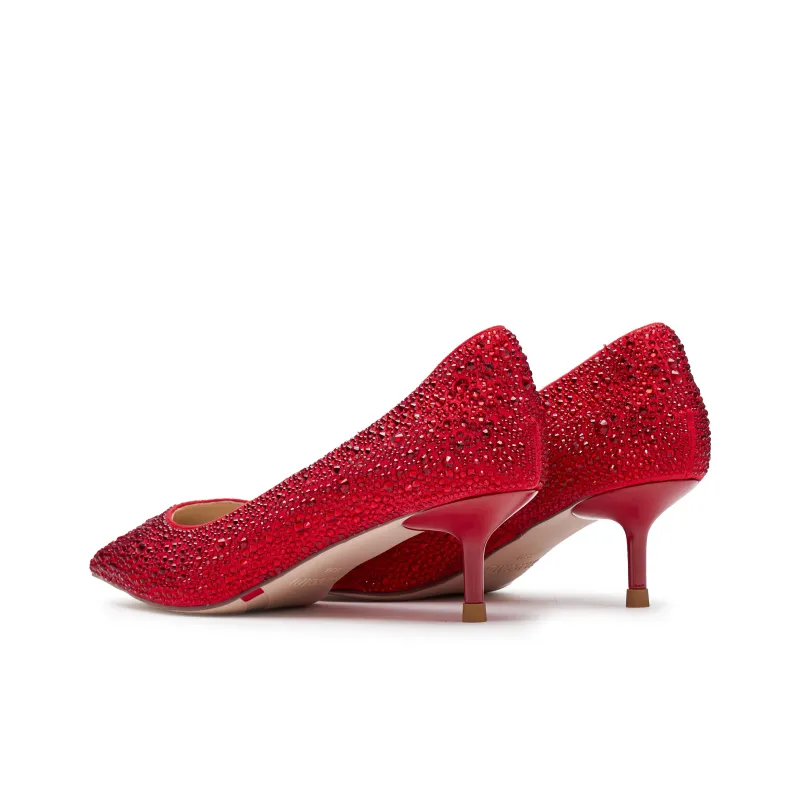 Staccato Slim Heel High Heels 7.5cm Women's Festive Red-3