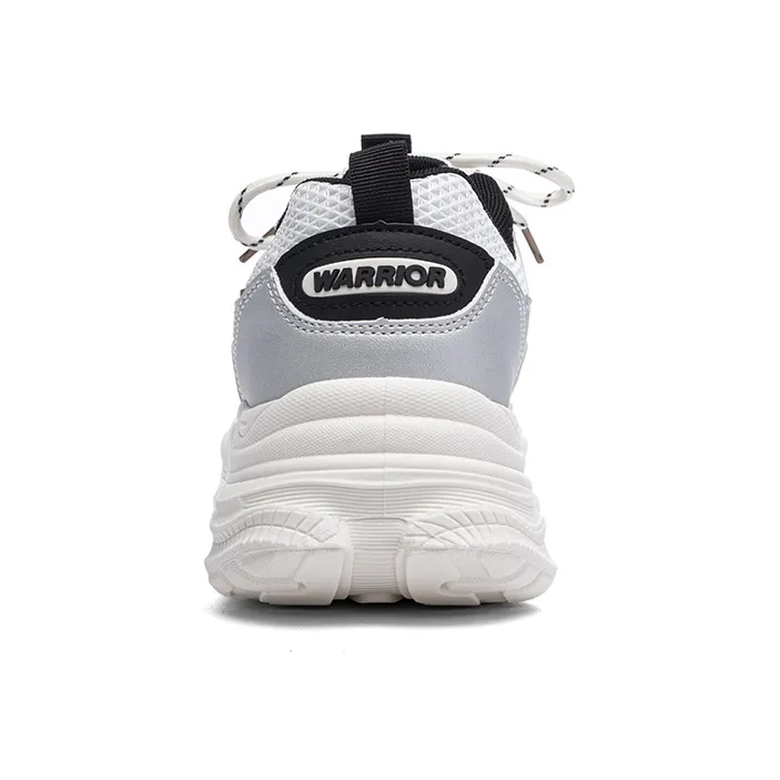 Warrior Cushioning Height Increasing Breathable Low-Top Casual Running Shoes Women's Silver Gray Rice-4