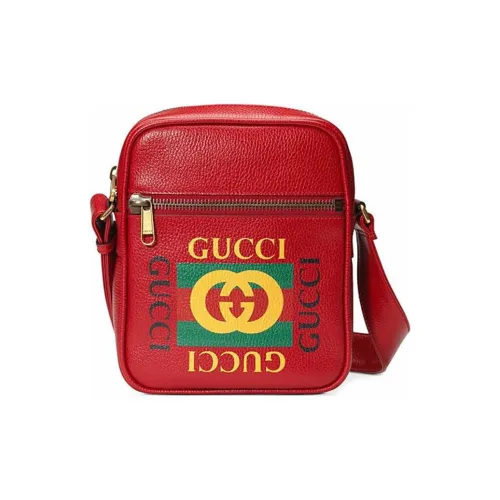 GUCCI Leather Camera Bags Crossbody Bag Shoulder Bag Small Size Unisex Red