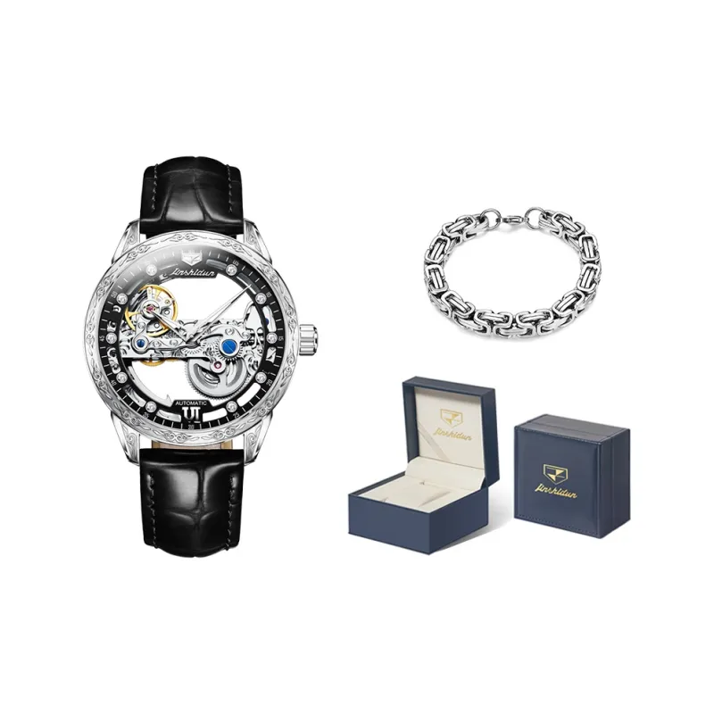 Jin Shi Dun Automatic Mechanical Movement Men's Watches Cut Out Dial-0