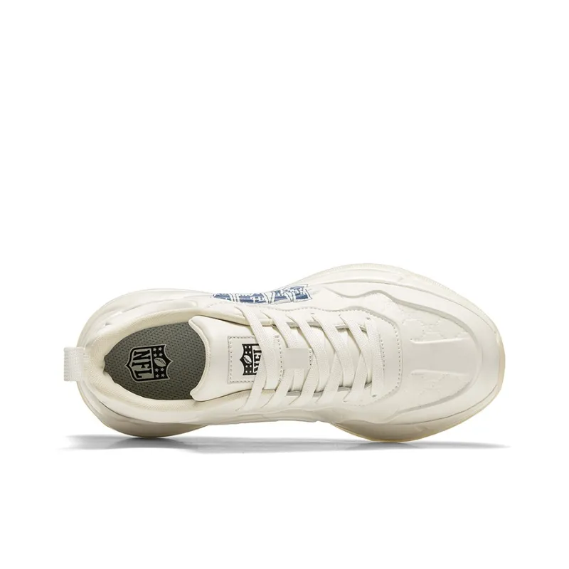 NFL Los Angeles Lightning Team Cushioned Slip-Resistant Coverage Low-Top Chunky Sneakers Unisex Beige Blue-3