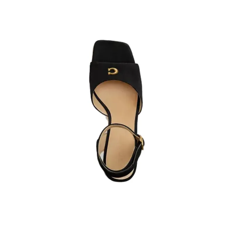 COACH Espadrille One Strap Sandals 7cm Women's Black-3