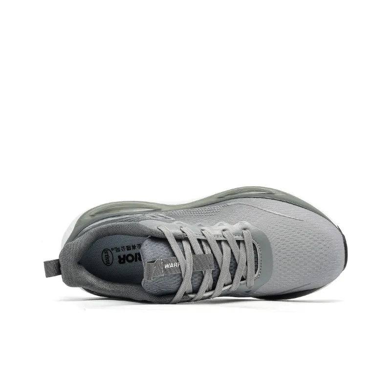 Warrior Cushioned Slip-Resistant Breathable Low-Top Casual Long Distance Running Sprint Running Shoes Men's Gray-3