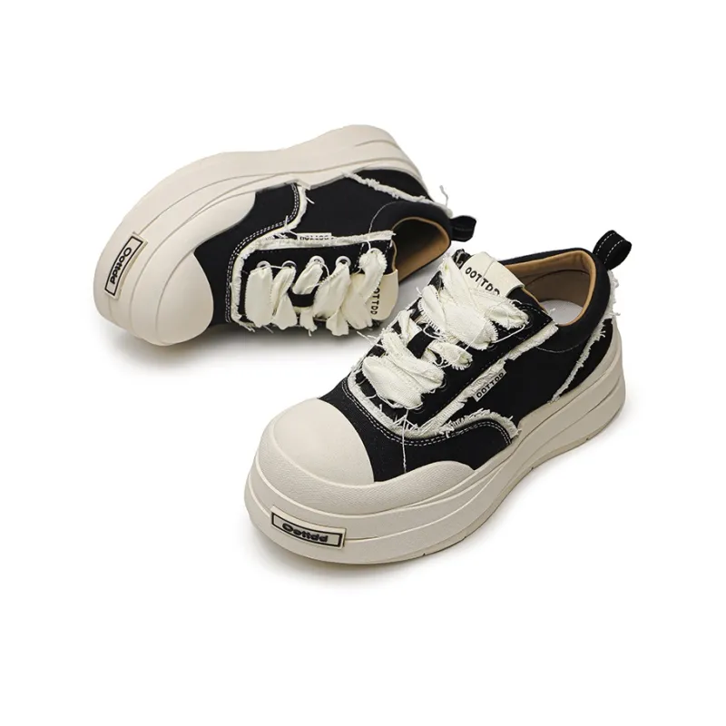 ESTEE GEEA Coverage Anti-Slip And Wear-Resistant Lightweight Height Increasing Low-Top Skateboard Shoes Unisex Black-3