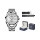 Steel Band Raw White Men's[Comes with: Exclusive Box+Leather Strap]