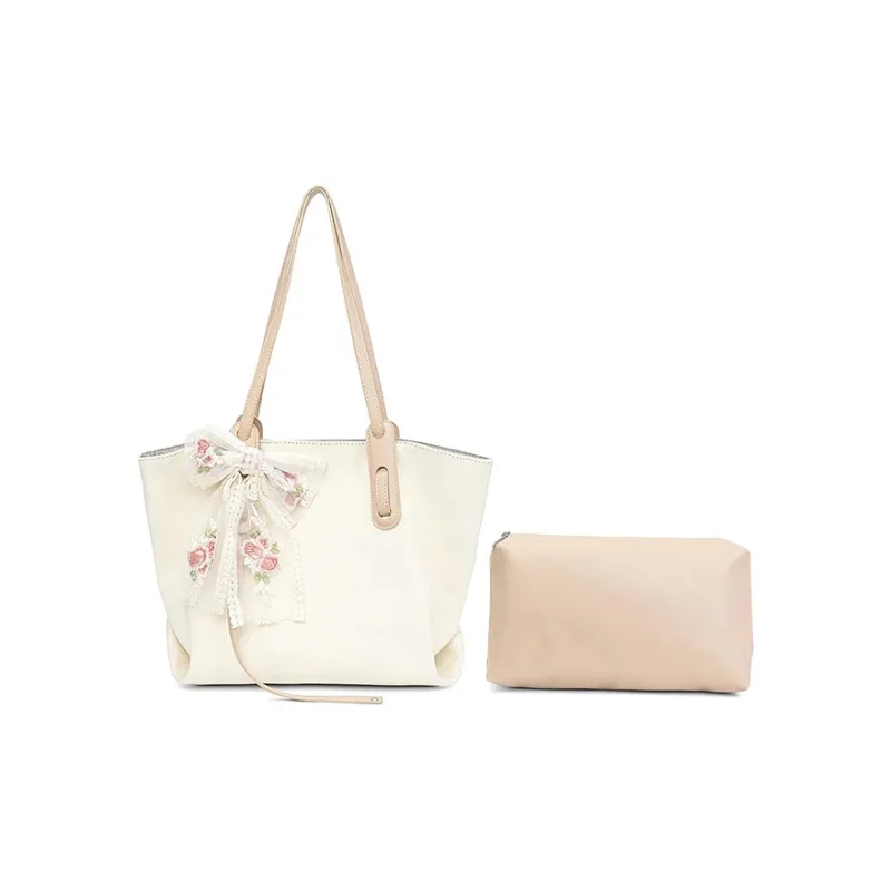 CLEVER& KETCH PU Tote Bag, Shoulder Bag Regular Women's Ecru-0