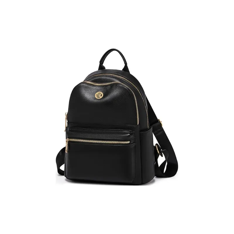 Old Man's Head Cow Leather Backpack Regular Women's Black-2