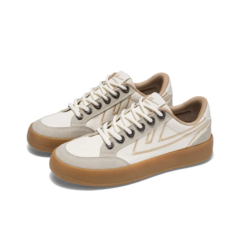 Warrior Breathable Lightweight And Wear-Resistant Low-Top Canvas Shoes Men's Beige Gray Brown-3
