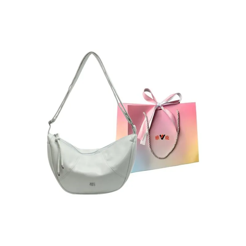Yalu PU Crescent Bag Shoulder Bag Women's Black/Ecru/Pink/Silver/Green-24