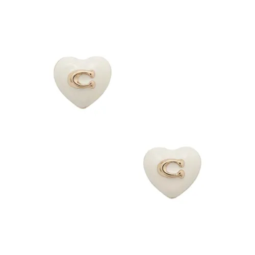 COACH Brass Stud Earrings Women's White