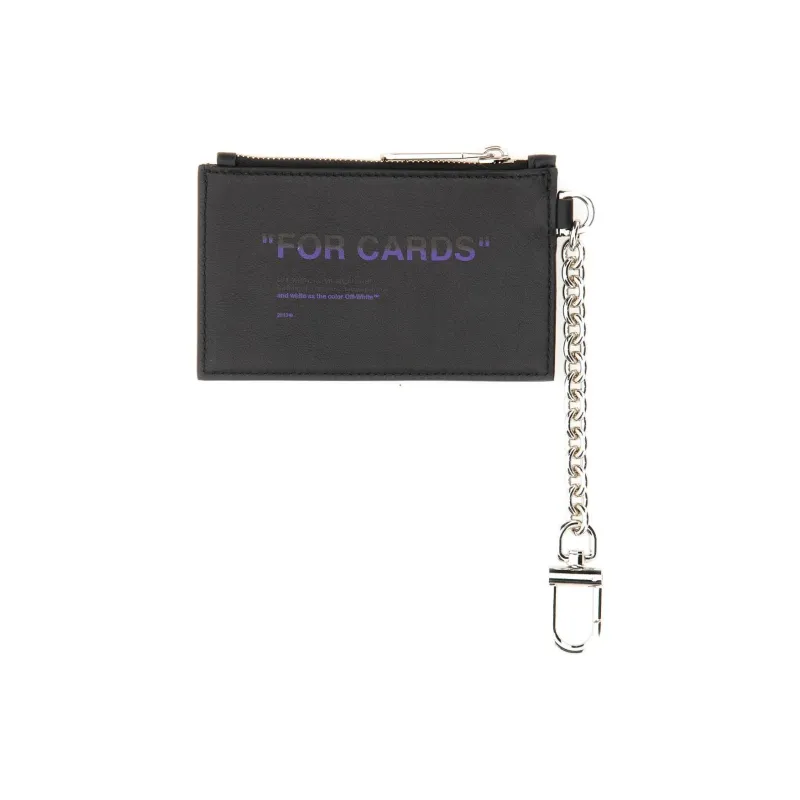 OFF WHITE Leather Coin Purse Men's Black & Purple-4