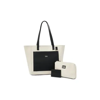 Lee Fabric Tote Shoulder Bag Beach Bag Women's Milk White