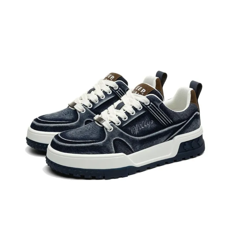 JEEP SPIRIT Abrasion-Resistant Low-Top Skateboard Shoes Men's Topaz Blue-2