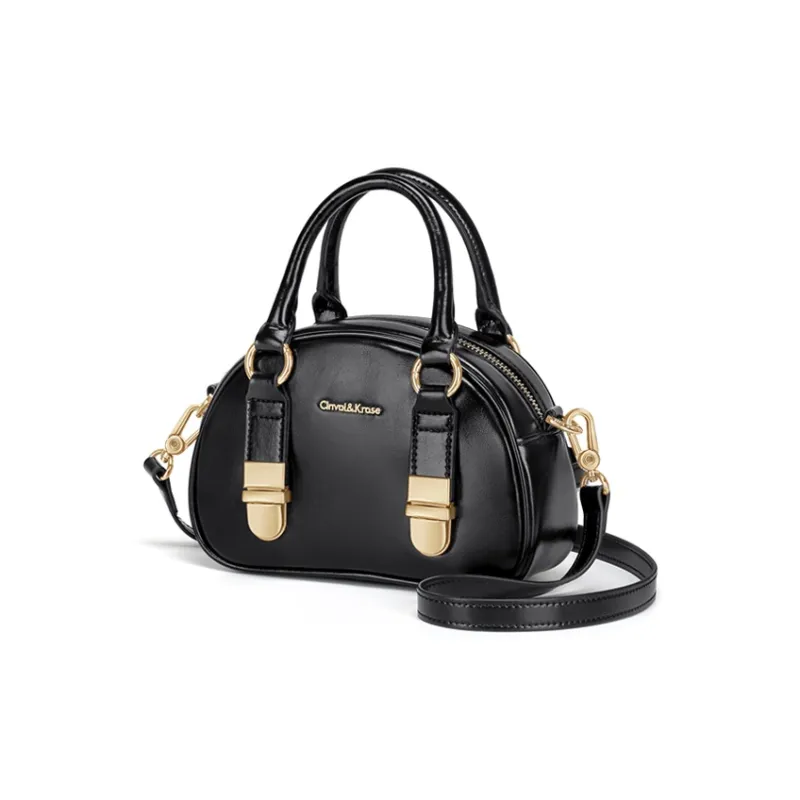 CinvaiKrose Cow Leather With Synthetic Leather Shoulder Bag, Crossbody Bag, Handbag Small Size Women's Brown/Black-7