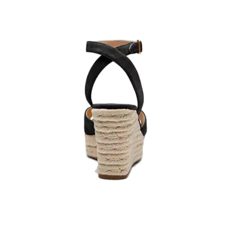 COACH Espadrille One Strap Sandals 7cm Women's Black-4