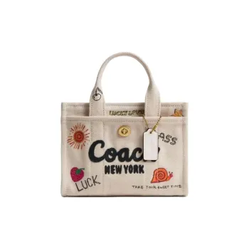 COACH Cargo Fabric Tote Bag Shopping Bag Shoulder Bag Crossbody Bag Handbag Small Size Women's Mixed Natural