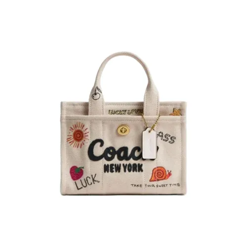 COACH Cargo Fabric Tote Bag Shopping Bag Shoulder Bag Crossbody Bag Handbag Small Size Women's Mixed Natural