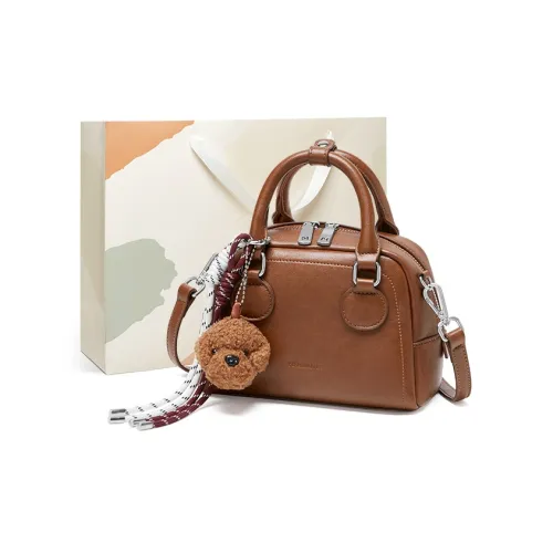 15 MINS Synthetic Leather Bowling Bag Shoulder Bag Crossbody Bag Handbag Regular Women's Vegetable Tanned Brown