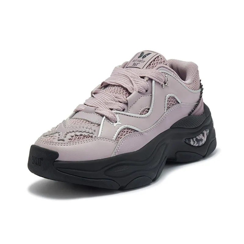 361° Anti Slip Wear Resistant Low Top Chunky Sneakers Women's Lilac Gray Purple-1
