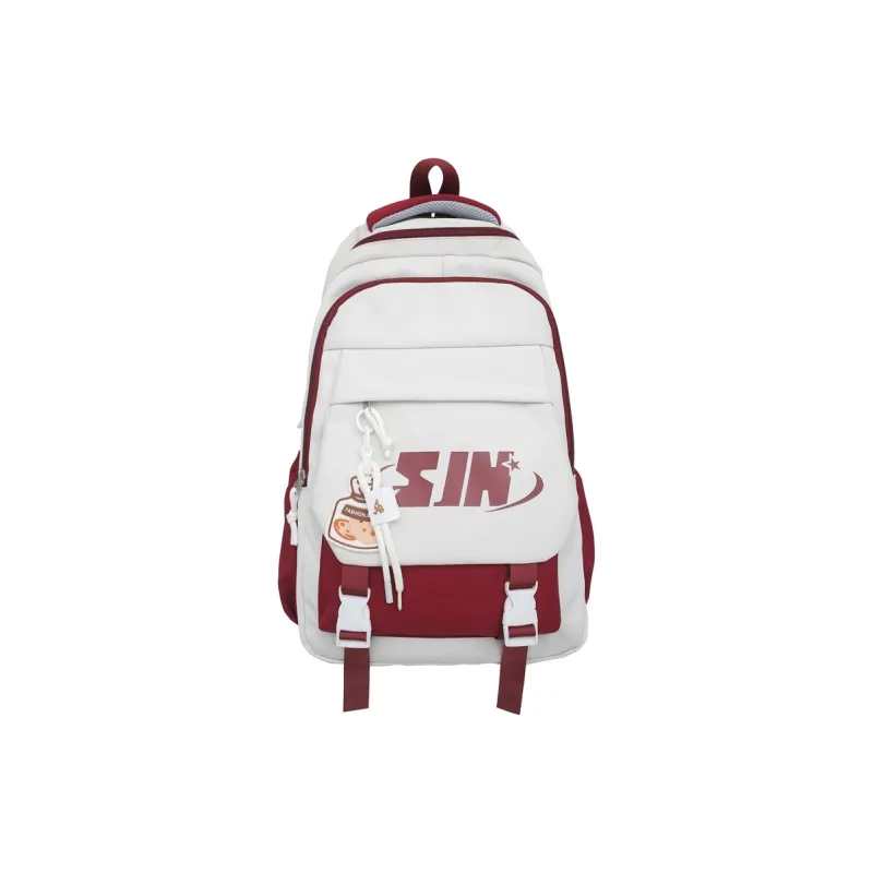Travel Nylon Backpack Unisex Pure Black/White & Black/Khaki/Blue/Red-19