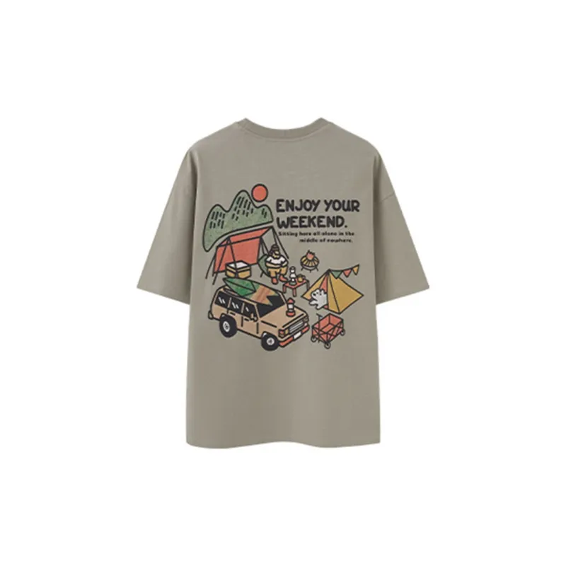 M MAICCO T Shirt Unisex White/Wind Sand Khaki-3