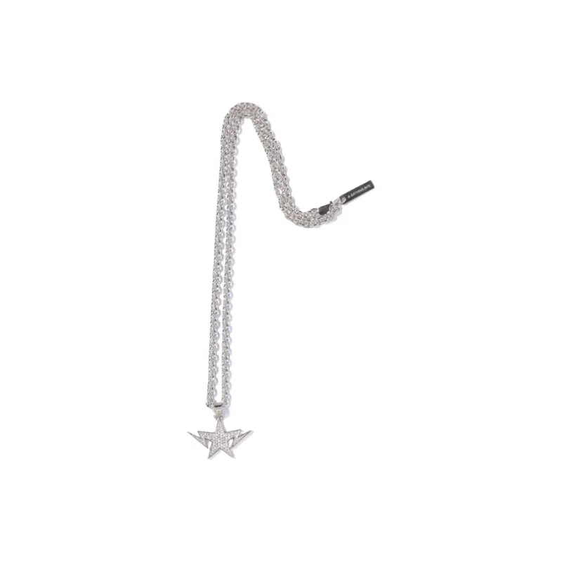 A BATHING APE Metallic Silver Necklaces Unisex-0