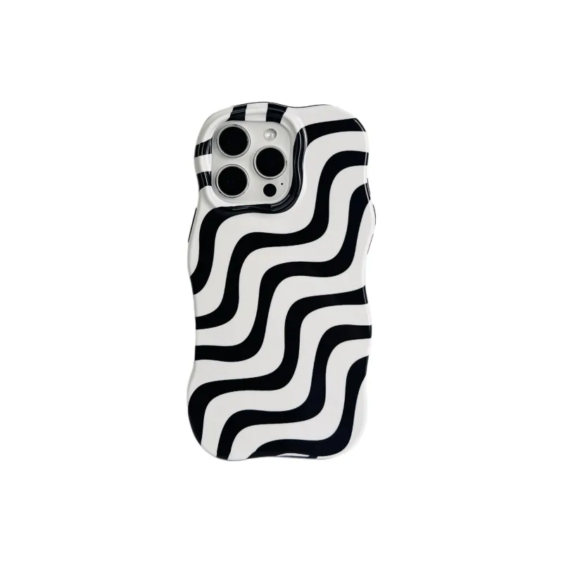 Sopi Acrylic Material Wave Edge Irregular Stripes Phone Cases Compatible With IPhone 16/15 Pro Max/Apple 13/14 Pro/Max-4