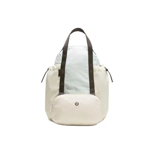 Lululemon Nylon Carry Backpack Women's Breeze Mint Green & Light Ivory White & Graphite Gray