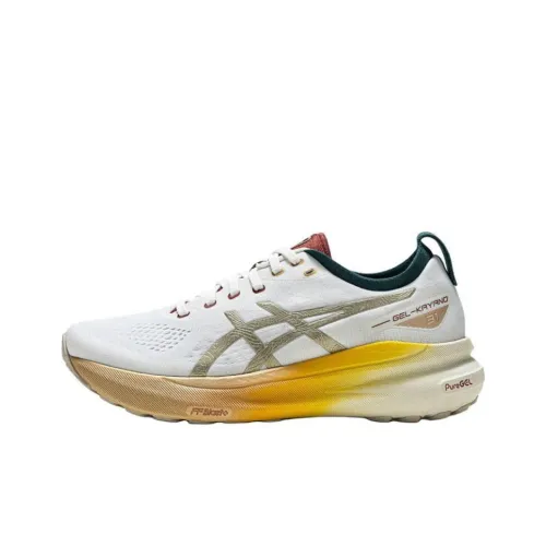 Asics Gel Kayano 31 Anti Slip Wear Resistant Low Top Casual Running Shoes Women's White Gold