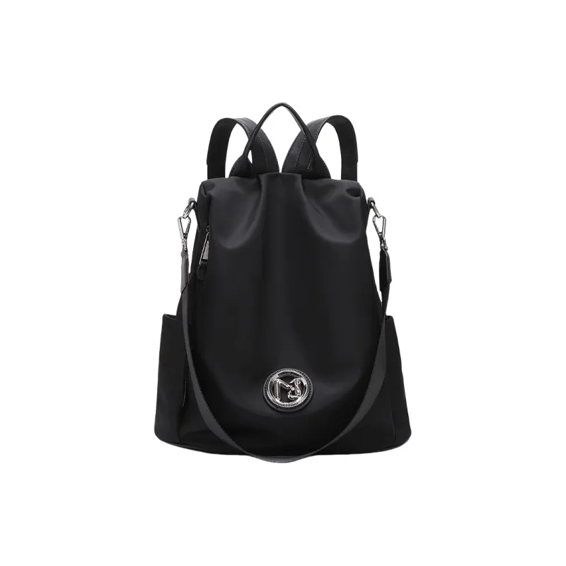 PESASRIE Nylon Backpack Regular Women's Black/Coffee-0