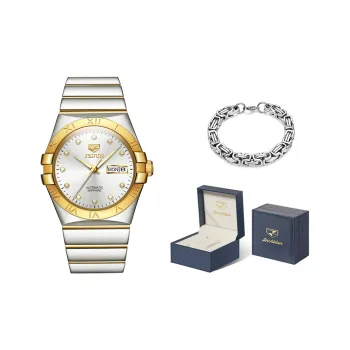 Jin Shi Dun Artisan Collection Mechanical Movement Stainless Steel Watchband Watch Men's Watches White Dial