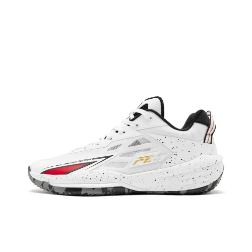 QIAODAN FETEAM Cushioned Slip Resistant Abrasion Resistant Low Top Basketball Shoes Men's Jordan White Black