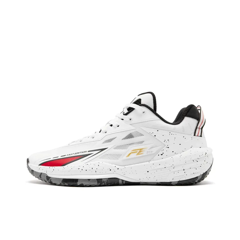 QIAODAN FETEAM Cushioned Slip-Resistant Abrasion-Resistant Low-Top Basketball Shoes Men's Jordan White Black-0