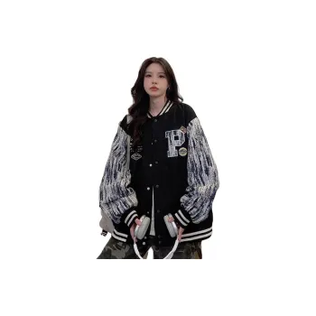 SOCKKEY Baseball Jacket Unisex Ecru