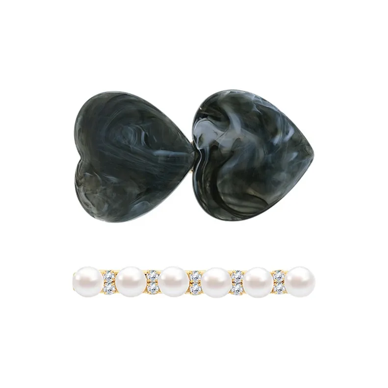 ROYALSASA Acrylic Faux Pearl Hair Clips Women's-3