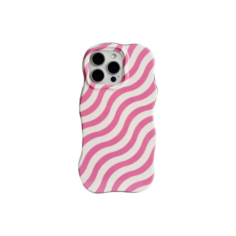 Sopi Acrylic Material Wave Edge Irregular Stripes Phone Cases Compatible With IPhone 16/15 Pro Max/Apple 13/14 Pro/Max-8