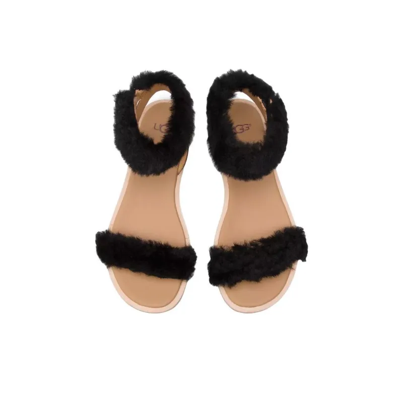 UGG FLUFF SPRINGS One Strap Sandals Women's Black-4