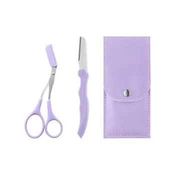 JINGLINGLONG Spatula Shaped Eyebrow Comb Eyebrow Scissors For Makeup Eyebrow Razor Set Two Piece Set
