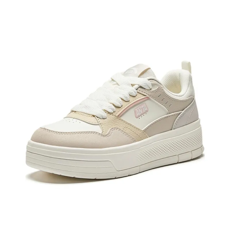 Anta Light Breeze Anti Slip Wear Resistant Low Top Skateboard Shoes Women's White Yellow-1