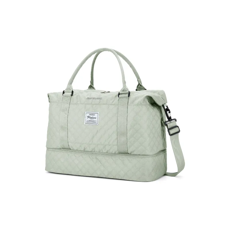 JEANSWEST Fabric Handbag Crossbody Bag Travel Bag Unisex Green/Ecru/Marine Blue-2