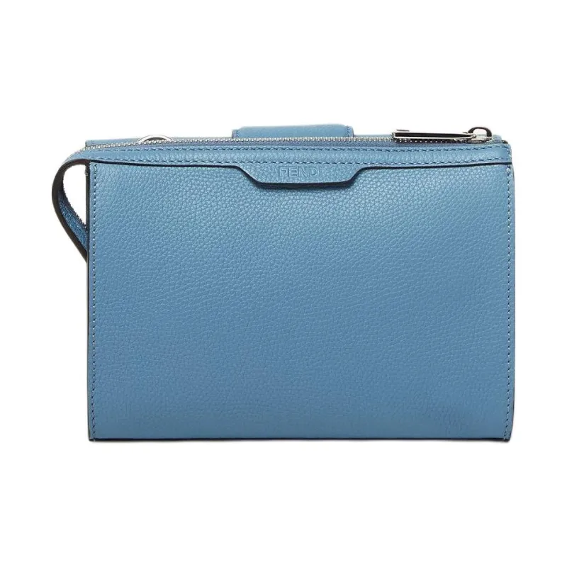 FENDI Grained Leather Baguette Bag Crossbody Bag Shoulder Bag Men's Sky Blue-2