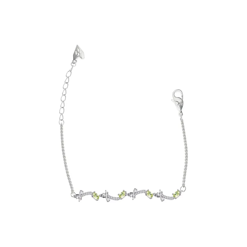 PARANOID PUPPY Premium White Mint Green Zircon Bracelet Bestie Layering Women's-0