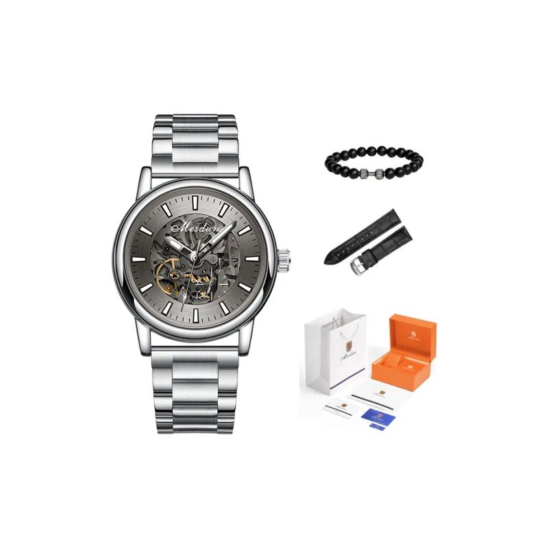 MESDUN Luxury Trendy Collection Automatic Mechanical Movement Metal Strap Watch Men's Watches Black Dial-11